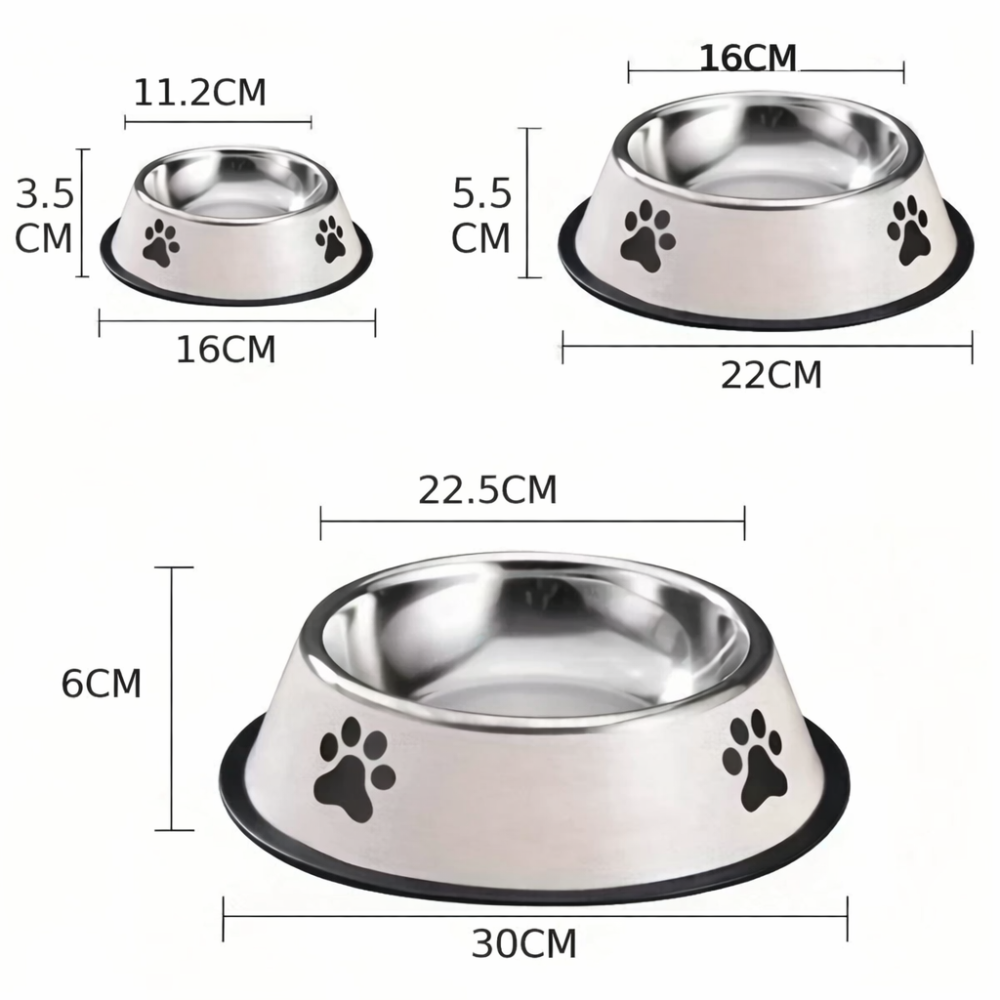 Tamanos disponibles del cuenco ligero de acero inoxidable para perro
