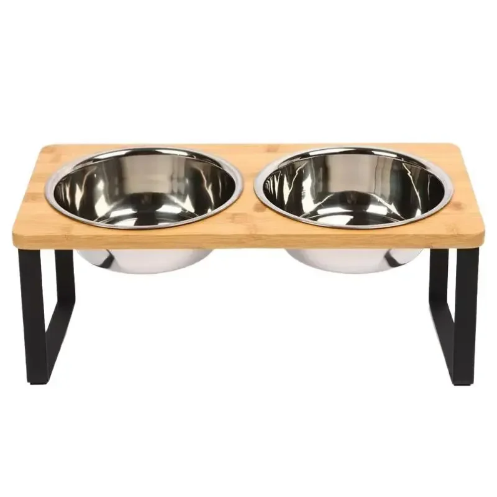 Soporte elevado con doble cuenco para perro, vista general
