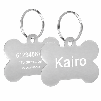 Placa de Identificación Personalizada en Forma de Hueso