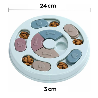 Detalle de los compartimentos del cuenco interactivo para perro