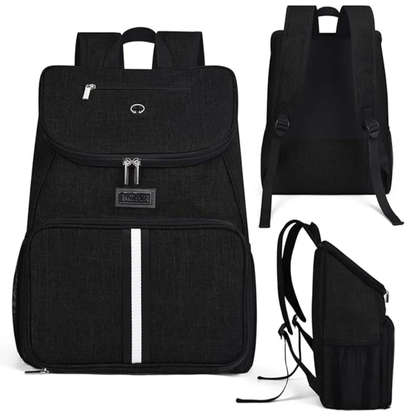 Compartimentos de la mochila de viaje para perro con pienso y accesorios