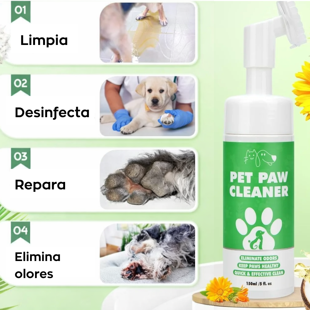 Aplicando el balsamo del kit de cuidado de patas a un perro