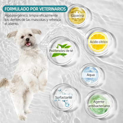 Detalle del envase de toallitas dentales para perro