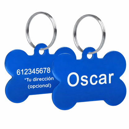 Placa de Identificación Personalizada en Forma de Hueso